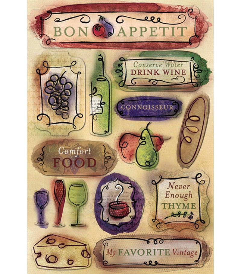 Bon Appetit Cardstock Stickers 5-1/2-Inch by 9-Inch
